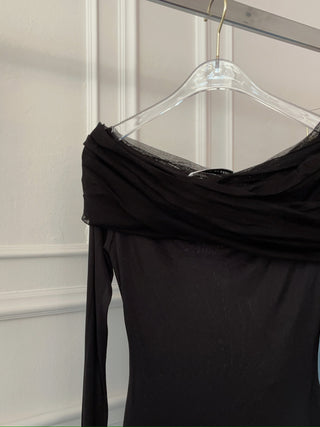CHRISTOPHER ESBER - SONORA VEILED L/S TOP / BLACK