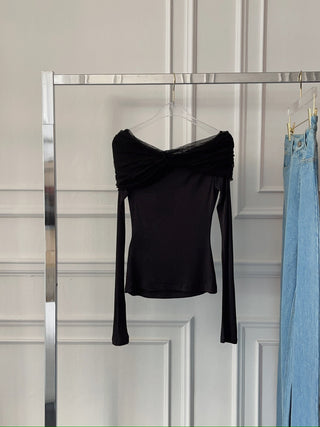 CHRISTOPHER ESBER - SONORA VEILED L/S TOP / BLACK
