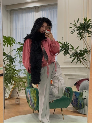 BLUMARINE DENIM BOMBER JACKET BUBBLEGUM