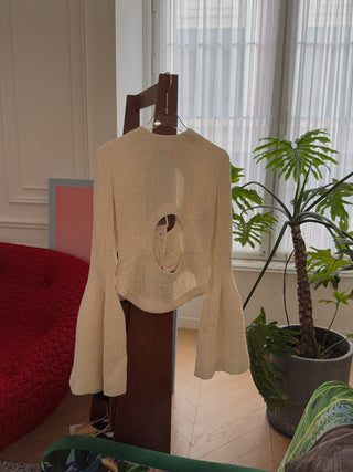 A.W.A.K.E. FLARED SLEEVE TOP WITH CUT OUT DETAIL