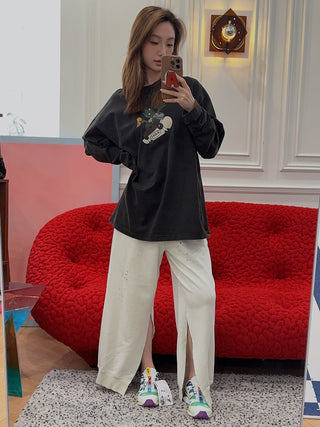 MM6 Maison Margiela LEG OPENING SWEATPANTS WITH DESTROYED DETAILS WHITE