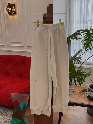 MM6 Maison Margiela LEG OPENING SWEATPANTS WITH DESTROYED DETAILS WHITE