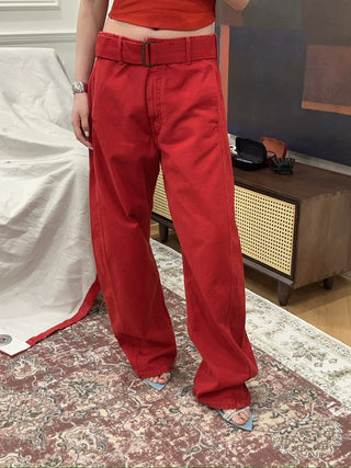 MAGDA BUTYUM Belted loose leg denim in red