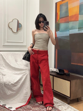 MAGDA BUTYUM Belted loose leg denim in red