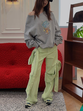 BLUMARINE DENIM PANTS WITH BOWS