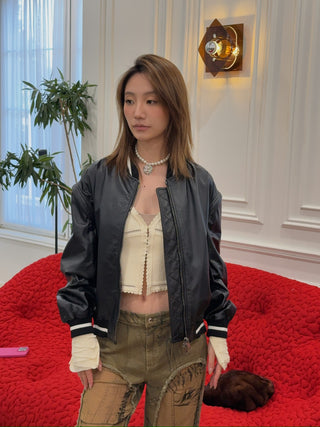 SIMONETTA RAVIZZA LULU Z LEATHER BOMBER