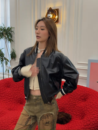 SIMONETTA RAVIZZA LULU Z LEATHER BOMBER