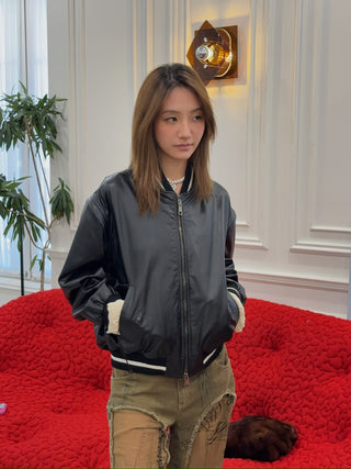 SIMONETTA RAVIZZA LULU Z LEATHER BOMBER