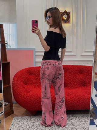 BLUMARINE BOYFRIEND PRTD JEANS