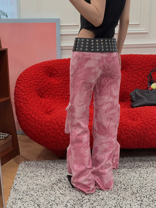 BLUMARINE Chiné Camouflage Print Cargo Pants