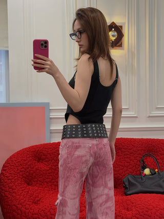BLUMARINE LEATHER BELT RIVET