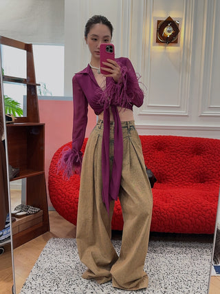 GIUSEPPE DI MORABITO SHIRT WITH FEATHERS