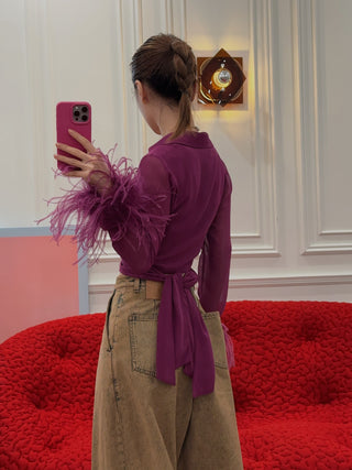 GIUSEPPE DI MORABITO SHIRT WITH FEATHERS