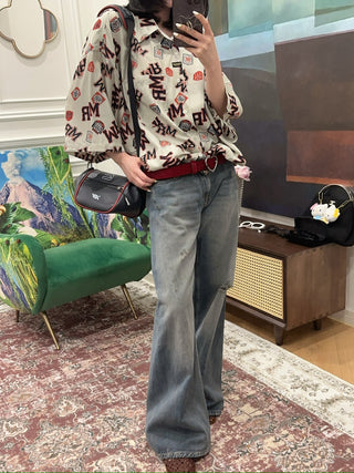 MARTINE ROSE Shockcord Brand-Print Short-Sleeves Relaxed-Fit Woven Shirt