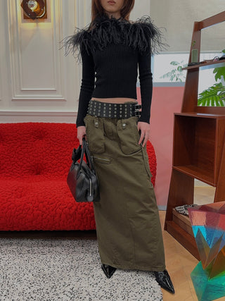 GIUSEPPE KNITTED TOP WITH FEATHER