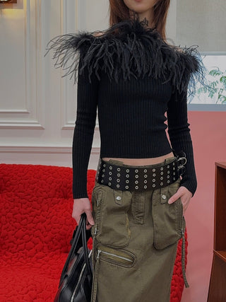 GIUSEPPE KNITTED TOP WITH FEATHER