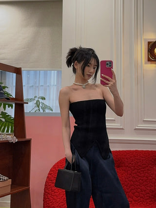 COPERNI KNITTED KNITTED BUSTIER TOP BLACK