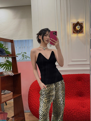COPERNI KNITTED KNITTED BUSTIER TOP BLACK