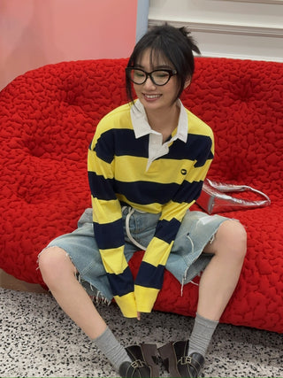 COPERNI STRIPED LONG SLEEVE POLO BODY