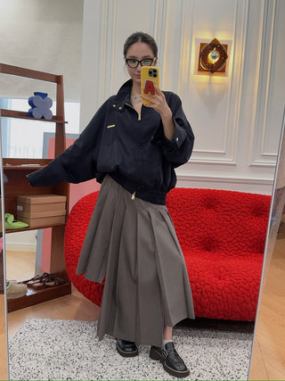 ROKH Box Pleats Midi Skirt
