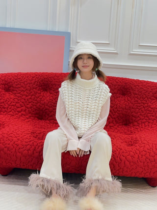 SLEEPER - PARTY  PAJAMAS  PANTS  WITH  DETACHABLE  FEATHERS / BEIGE