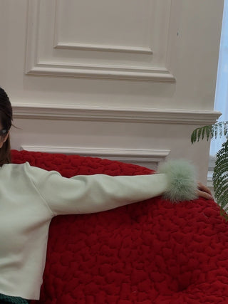 SLEEPER - KNITTED CARDIGAN WITH DATACHABLE FEATHERS / MINT