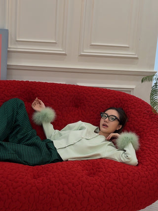 SLEEPER - KNITTED CARDIGAN WITH DATACHABLE FEATHERS / MINT
