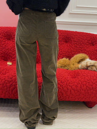 BLUMARINE - VELVET PANTS / DARK OLIVE