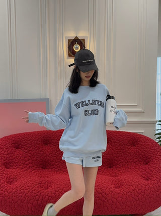 SPORTY & RICH - Wellness Club Flocked Crewneck in Blue
