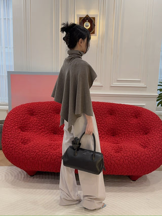 MAGDA BUTRYM - Asymmetrical Wool Knit Cape in Beige