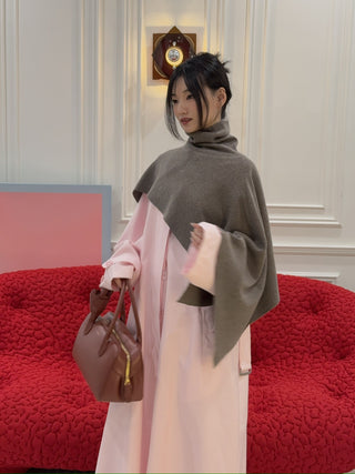 MAGDA BUTRYM - Asymmetrical Wool Knit Cape in Beige