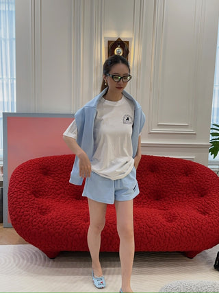 SPORTY & RICH - Wellness Club Flocked Crewneck in Blue