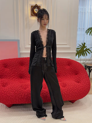 BLUMARINE - Satin Pants in Black