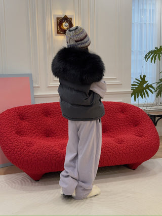 YVES SALOMON - VEST MADE WITH LORO PIANA FLANNEL FABRIC/FOX