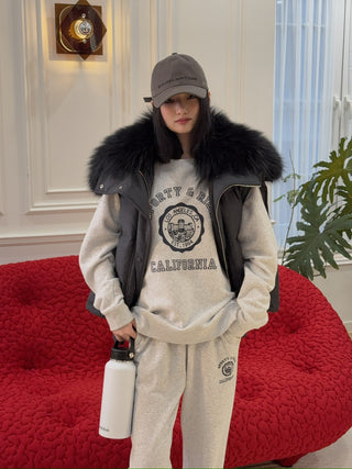 Sporty & Rich - California Emblem Soft Crewneck in Gray