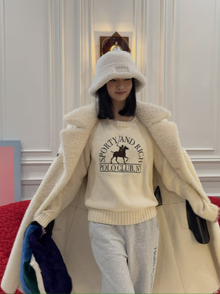 SPORTY & RICH - Polo Club Knitted Sweater in Cream