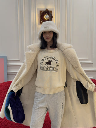SPORTY & RICH - Polo Club Knitted Sweater in Cream
