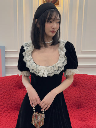 FOR LOVE & LEMONS - La Vie En Bow Velvet Mini Dress in Black