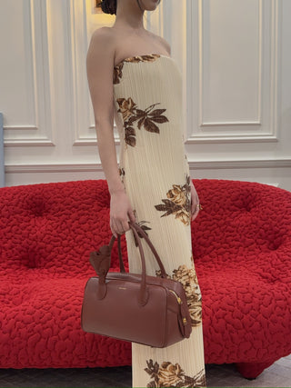 MAGDA BUTRYM - Strapless Floral Print Dress in Cream