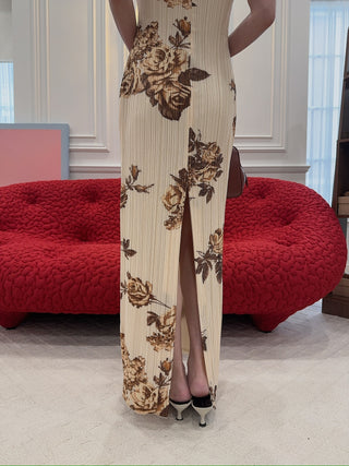 MAGDA BUTRYM - Strapless Floral Print Dress in Cream