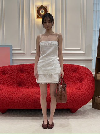 MAGDA BUTRYM - Embroidered Cotton-linen Mini Skirt in White