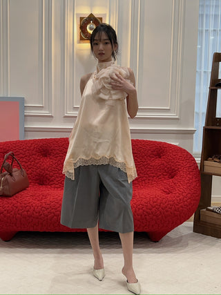 MAGDA BUTRYM - Silk Open-back Lace-trim louse in peach