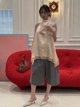 MAGDA BUTRYM - Silk Open-back Lace-trim louse in peach