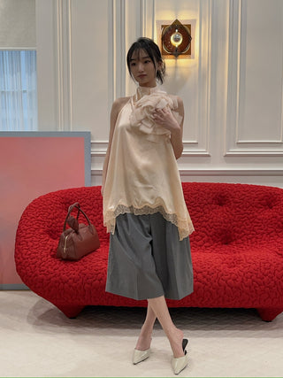 MAGDA BUTRYM - Silk Open-back Lace-trim louse in peach