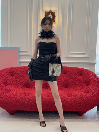 MAGDA BUTRYM - Julia Crochet Bag in Black Satin