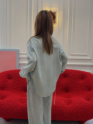 AERON - OVERSIZED SHIRT IN BLUE-GREEN