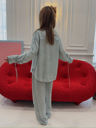 AERON - OVERSIZED SHIRT IN BLUE-GREEN