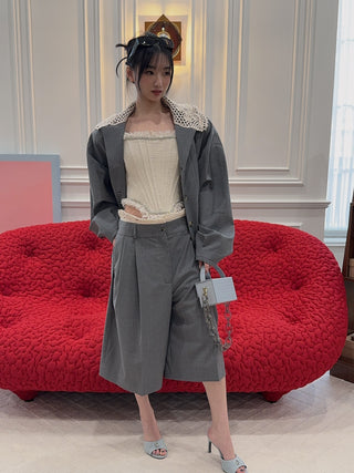 L’AFSHAR - IDA GREY CROC WITH LUCITE GREY CHAIN