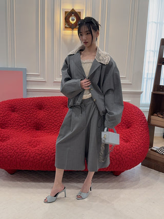 L’AFSHAR - IDA GREY CROC WITH LUCITE GREY CHAIN