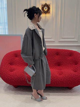 L’AFSHAR - IDA GREY CROC WITH LUCITE GREY CHAIN